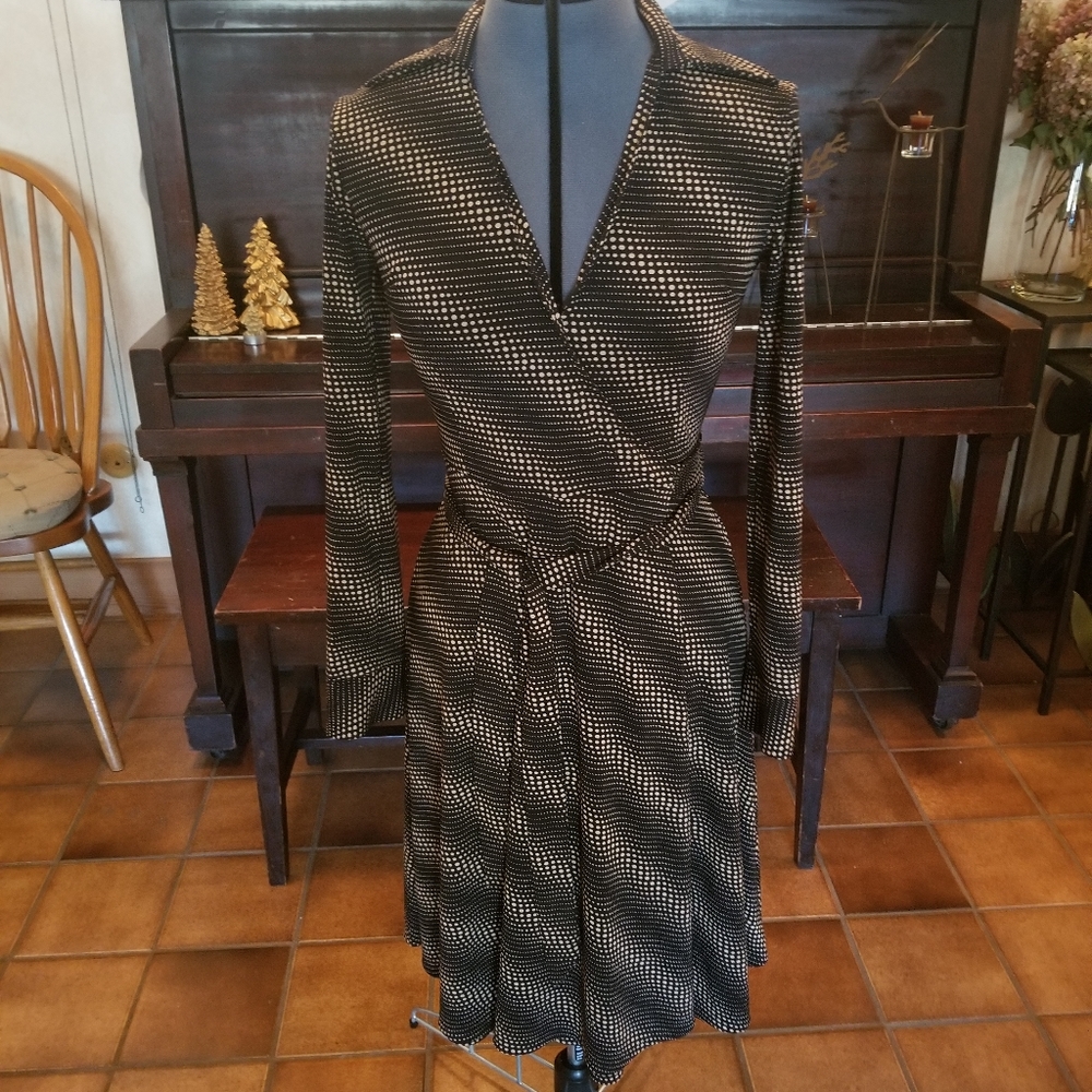 Express Brown and Black Patterned Wrap Dress